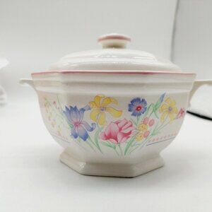 Sarma Studios Victorian Flowers Porcelain Container White Floral Read